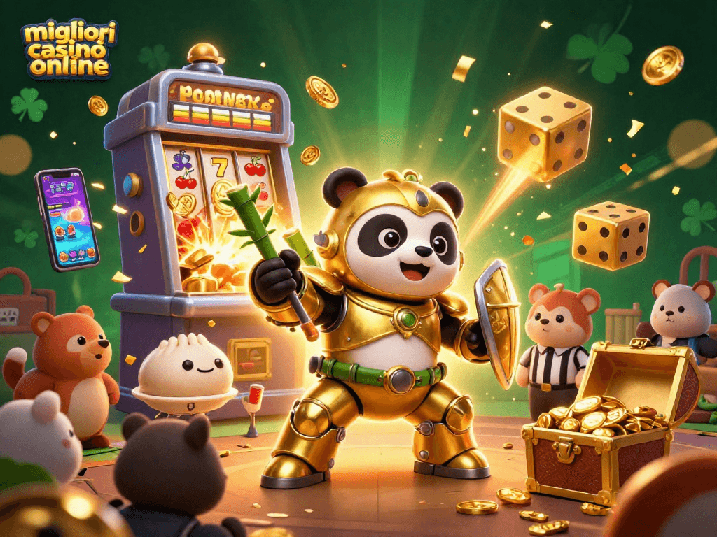 Scopri i migliori casinò online mentre il panda dorato gioca ai rulli fortunati.