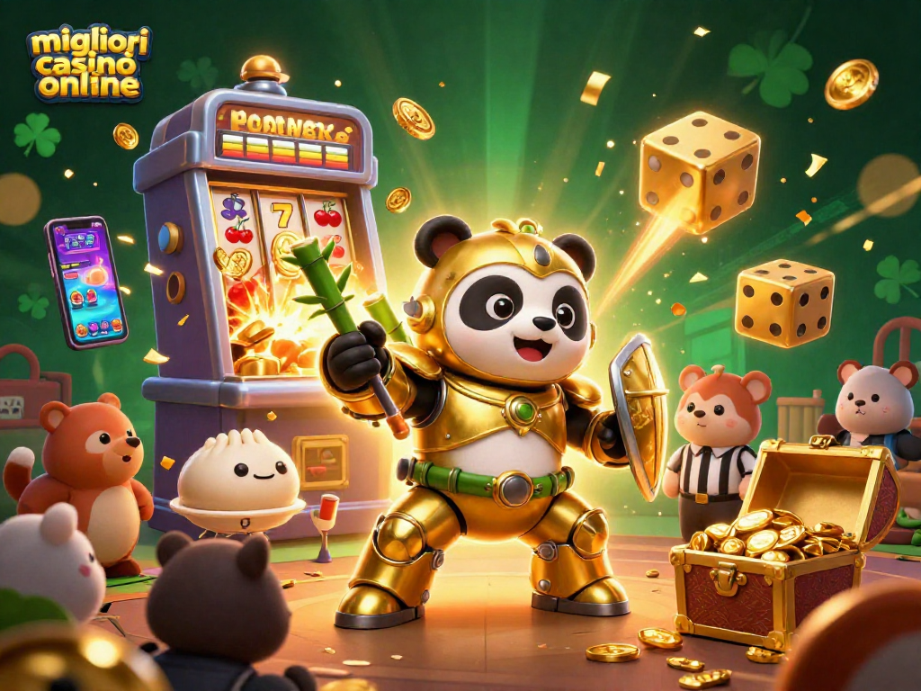 Scopri i migliori casinò online mentre il panda dorato gioca ai rulli fortunati.