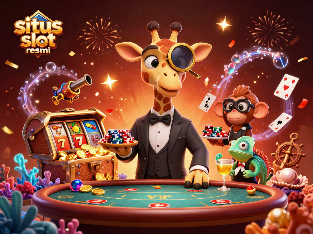 Experience thrilling gameplay at situs slot resmi with a vibrant casino scene featuring unique characters and dynamic slot elements.