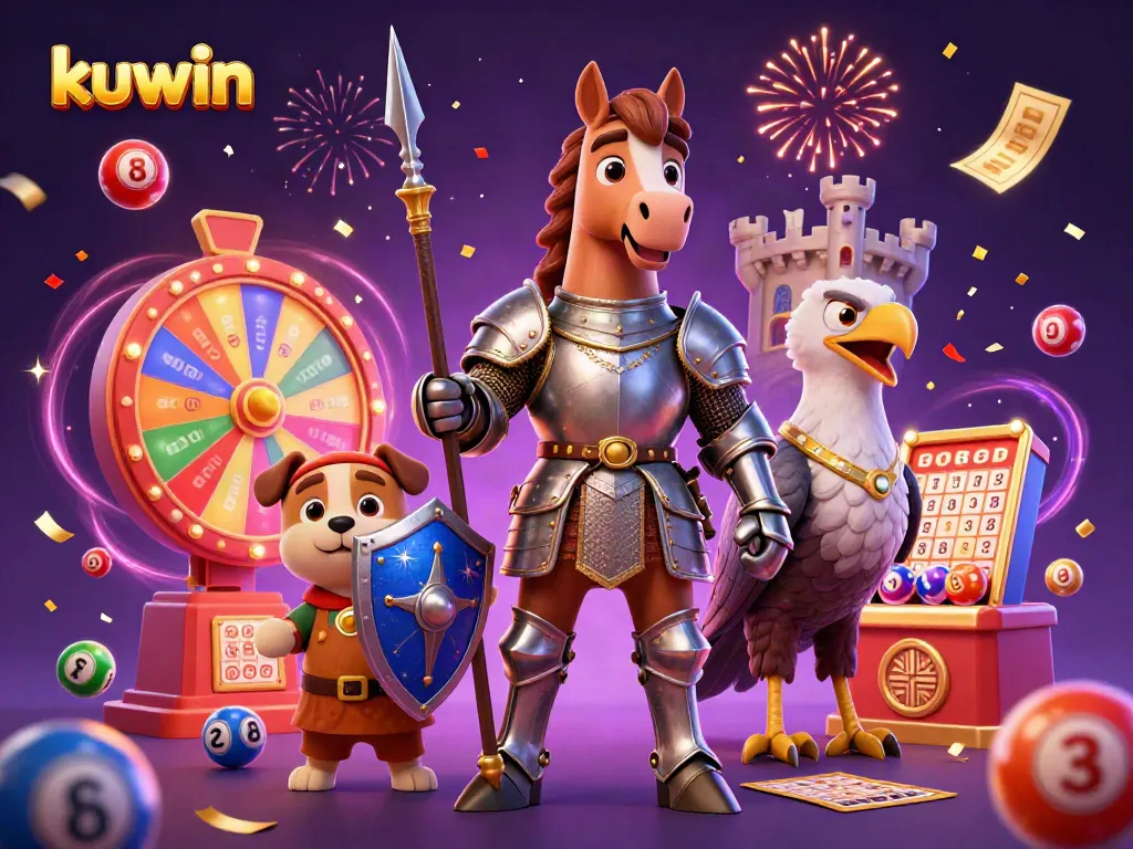 Kuwin's engaging gaming scene brings a lively atmosphere with colorful elements and characters.