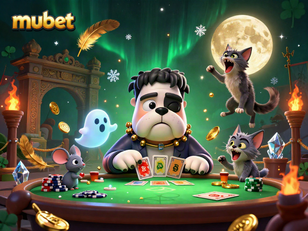 Buy into the exciting world of mubet with a 3D cartoon scene full of playful characters and lively gambling elements.