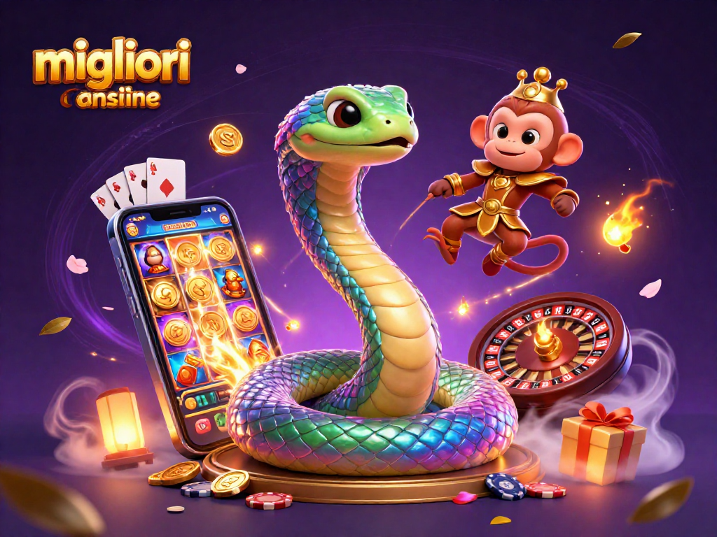 Scopri i migliori casinò online con il serpente arcobaleno e il re della scimmia in un'atmosfera magica.