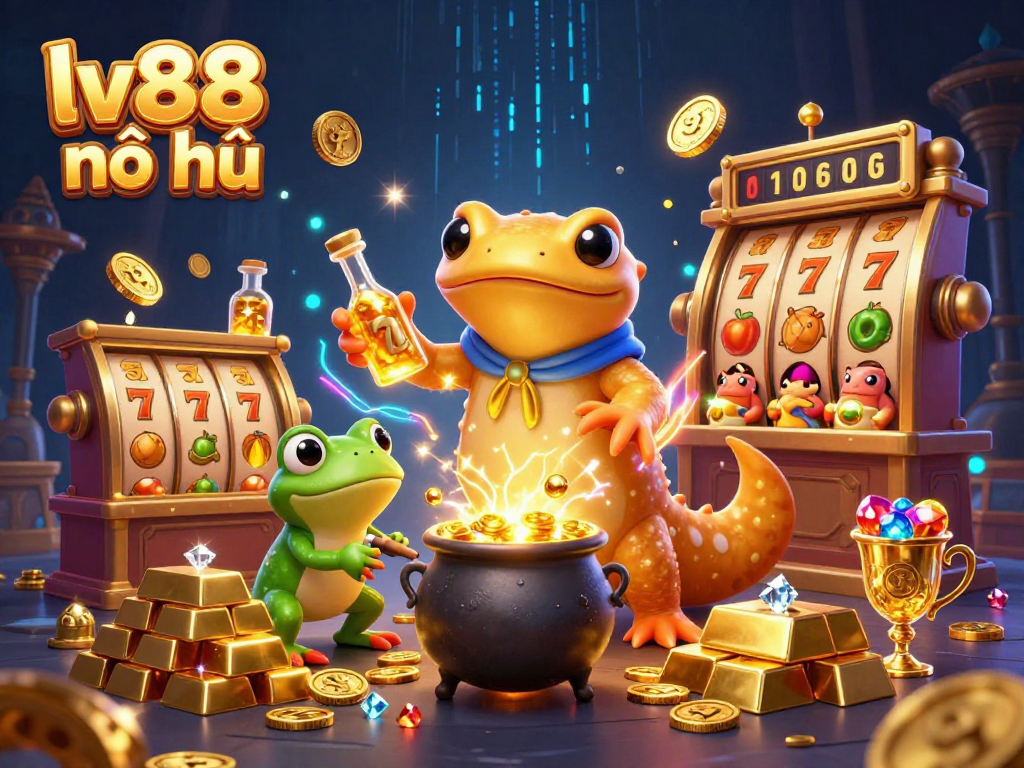 Spin the reels of lv88 nổ hũ and witness magical gold coins flowing in a captivating casino scene.