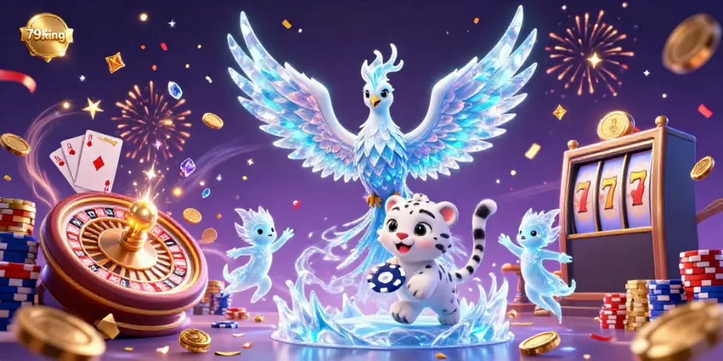 Experience the thrill of winning at 79king with an enchanting 3D phoenix and poker chip scene.