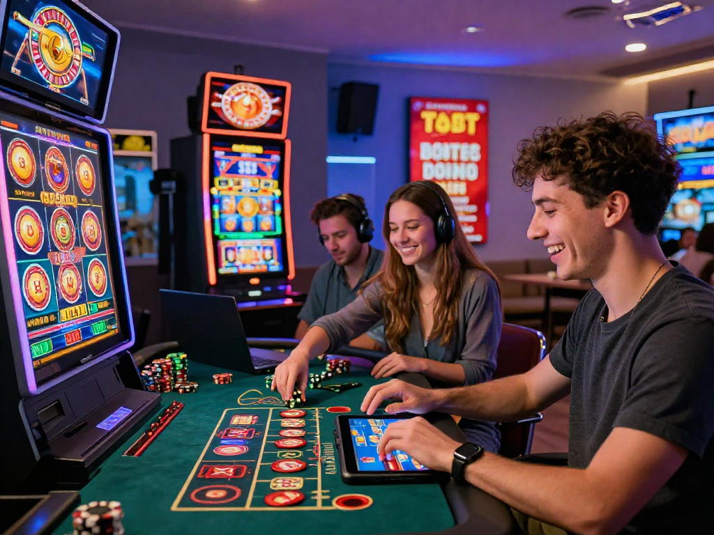 giocatori divertendosi con i migliori casinò online in un ambiente moderno