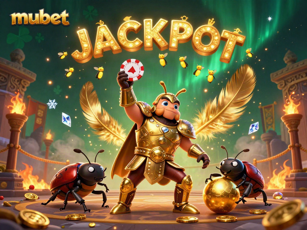 Experience thrilling gaming moments at mubet with a vibrant 3D illustration of victory, luck, and excitement.