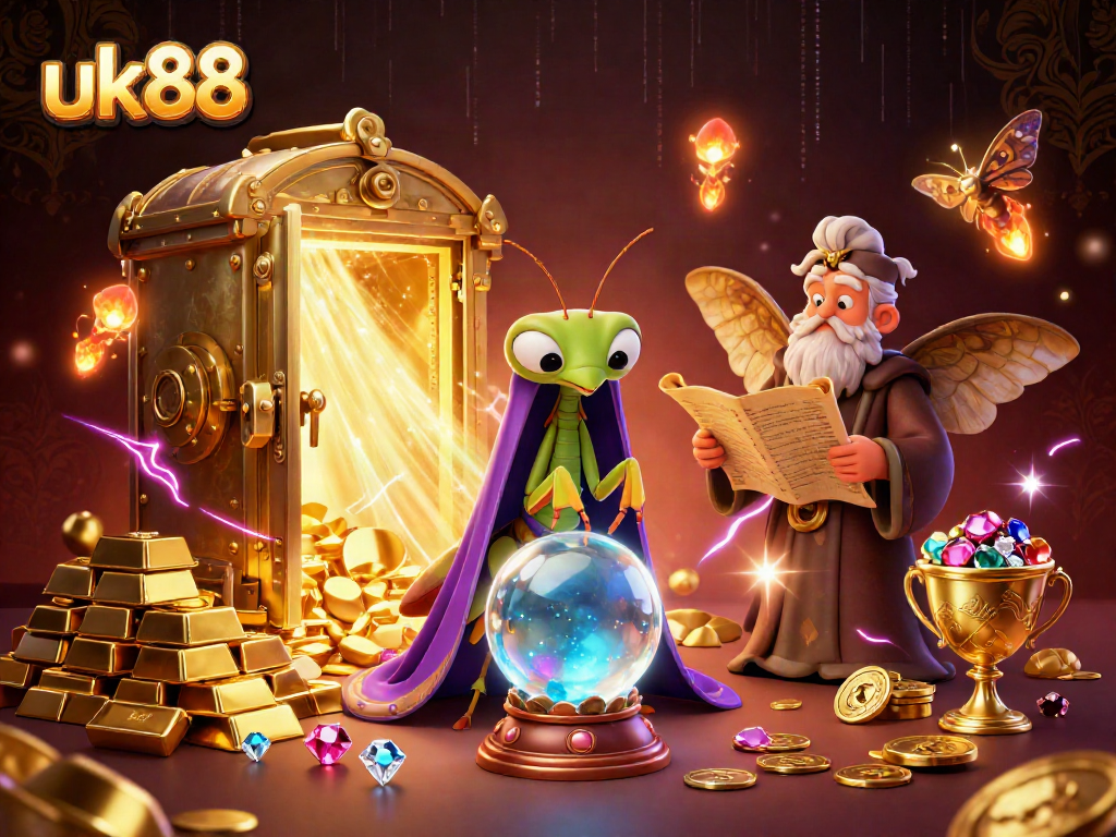 Experience the excitement of uk88 casino with vibrant 3D characters and treasures spilling across the scene.